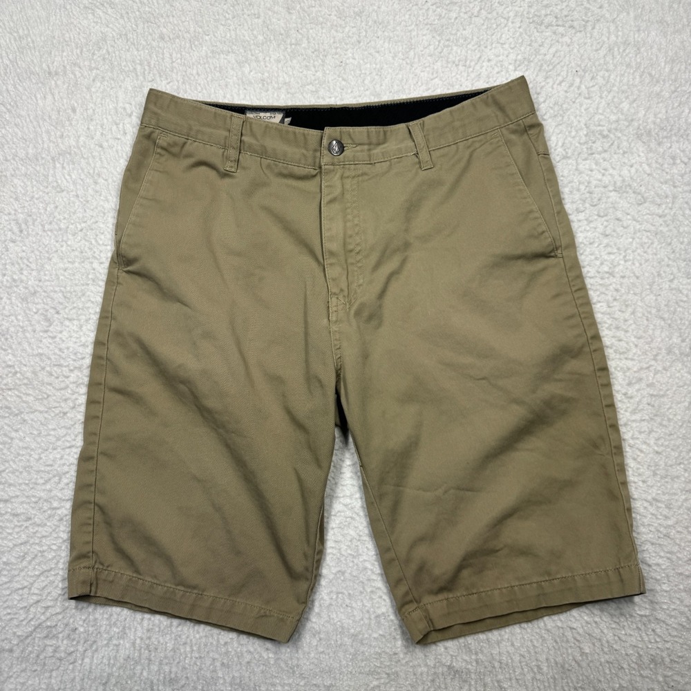 Volcom Khaki Chino Shorts Twill Casual w/ Logo Men's Size 32 10" Inseam